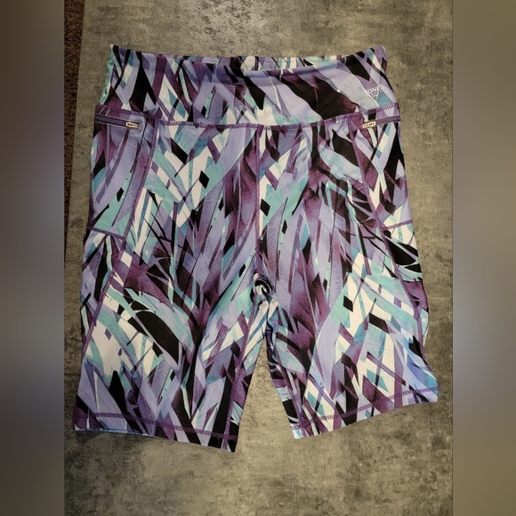 Jones New York Spandex High Waist Biker Shorts Knee Length Purple Teal White XL - Picture 1 of 3